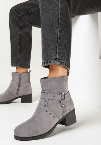 Szare Botki na Niskim Słupku z Nitami Timoci