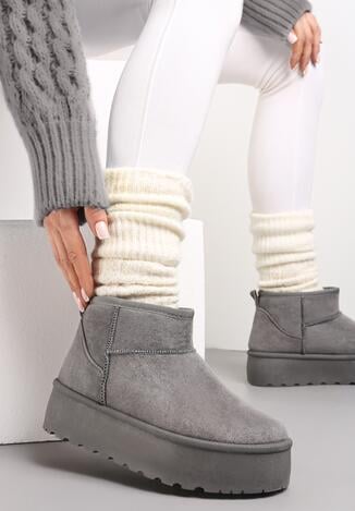 Szare Krótkie Śniegowce na Platformie Lysindra