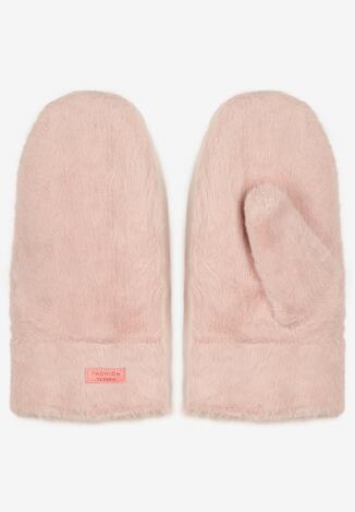 Różowe Puszyste Rękawiczki z Jednym Palcem Brenita
