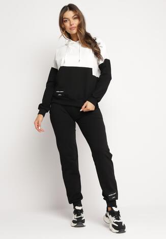 Czarny 2-częściowy Komplet Dresowy z Bluzą i Spodniami Serinna