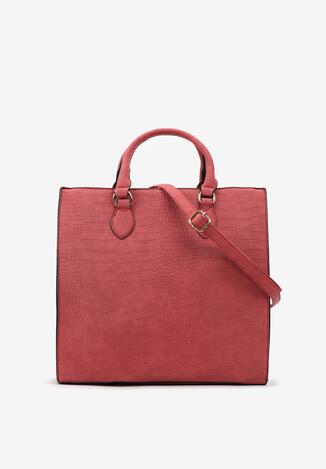 Czerwona Torebka z Ekoskóry ze Zwierzęcym Motywem i Dwoma Rączkami Rurgina