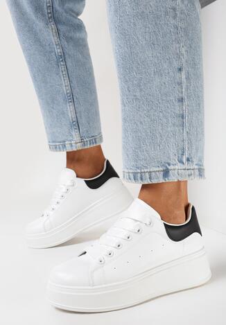 Biało-Czarne Sneakersy na Platformie Blari