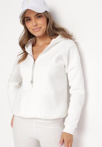 Biała Bawełniana Bluza z Kapturem Hebesa