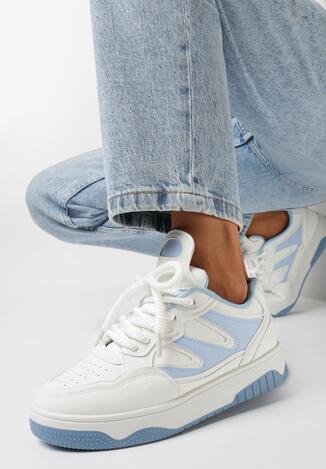 Niebiesko-Białe Sneakersy na Grubej Podeszwie z Wstawkami Kalidras