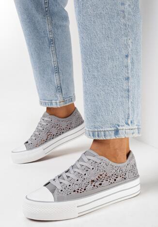 Szare Ażurowe Trampki Przed Kostkę Russi