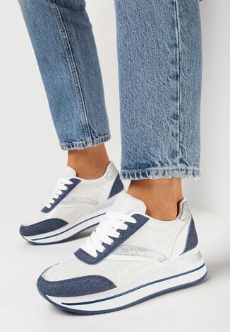 Niebiesko-Białe Sneakersy z Delikatnymi Błyszczącymi Wstawkami Ablasta
