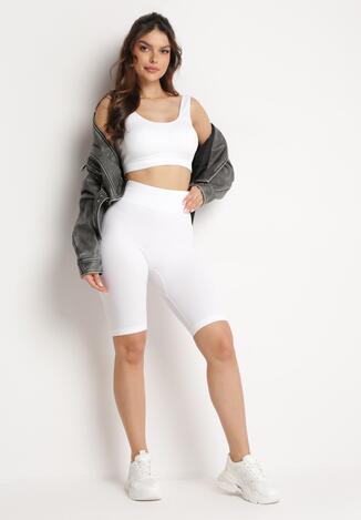 Biały Sportowy Biustonosz z Prążkowanego Materiału Xirdia