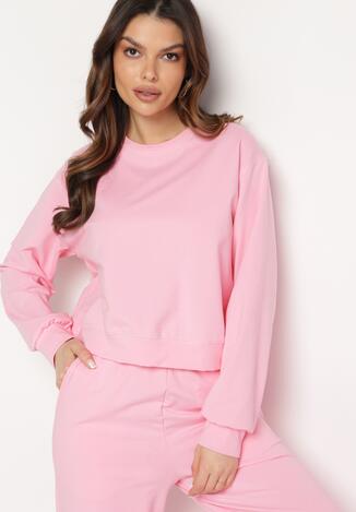 Różowa Bawełniana Bluza Oversize o Krótszym Kroju Vesperana