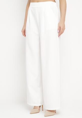 Białe Eleganckie Spodnie z Szerokimi Nogawkami Kahinuni