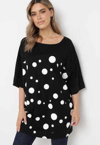 Czarna Bawełniana Bluzka z Luźnymi Rękawami Candira