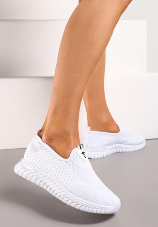 Białe Buty Sportowe Wsuwane z Elastyczną Cholewką Risacada