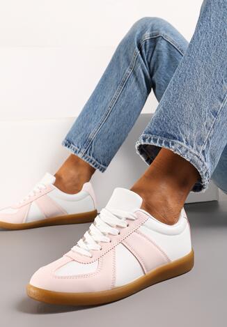 Różowo-Białe Sneakersy w Stylu Klasycznych Tenisówek Filtris