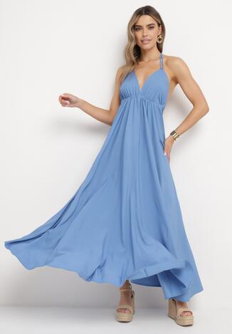 Rochie Verde-Violet Cloș din Viscoză cu Tăietură sub Bust Legată