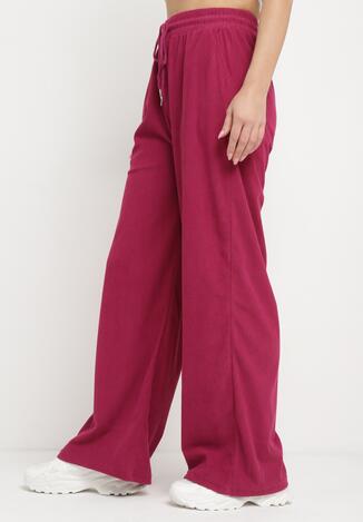 Fioletowe Prążkowane Spodnie z Szerokimi Nogawkami i Gumką w Pasie Itrulla