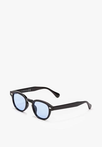 Czarno-Niebieskie Przeciwsłoneczne Okulary z Okrągłą Oprawką Meropia