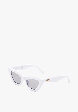 Białe Okulary Przeciwsłoneczne z Grubymi Oprawkami Typu Kocie Oko Cariamia