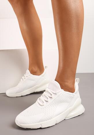 Białe Buty Sportowe Wsuwane z Ozdobnym Wiąaniem Casaria