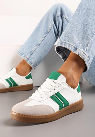 Biało-Zielone Sneakersy Tenisówki na Kauczukowej Podeszwie Alleia