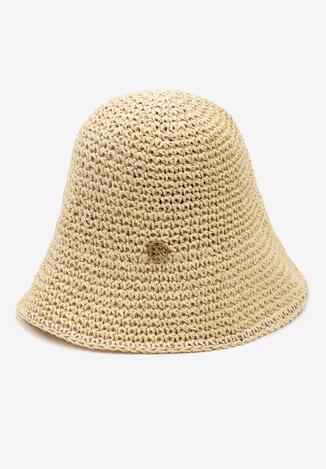 Jasnobeżowy Pleciony Kapelusz Bucket Hat z Szerokim Rondem Liadena