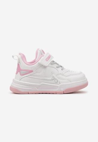 Biało-Różowe Buty Sportowe Sneakersy ze Skórzaną Wkładką Zalora