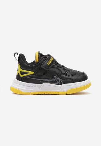 Czarno-Żółte Buty Sportowe Sneakersy ze Skórzaną Wkładką Zalora