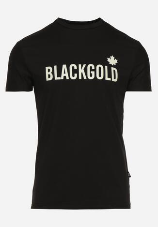 Czarna Klasyczna Koszulka z Bawełny z Ozdobnym Napisem Altima