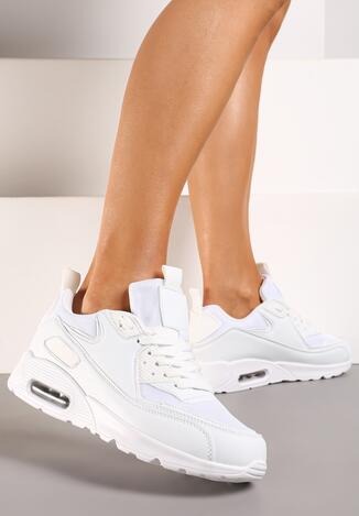 Białe Sneakersy z Podeszwą Typu Air z Ekoskóry Sznurowane Ozarae