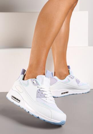 Biało-Fioletowe Sneakersy z Podeszwą Typu Air z Ekoskóry Sznurowane Ozarae