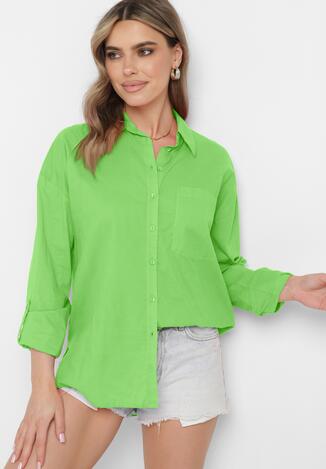 Zielona Koszula z Bawełny Zapinana na Guziki z Długim Rękawem Efiora