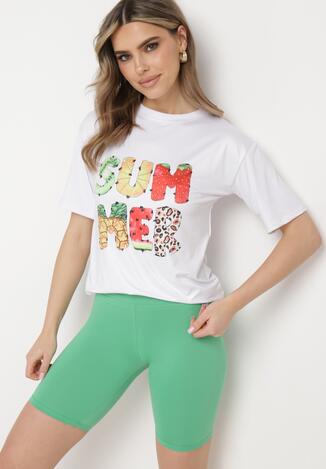 Zielony Komplet Dresowy z T-shirtem i Szortami Typu Kolarki Tiimavee