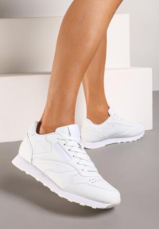 Białe Klasyczne Sneakersy Sznurowane przed Kostkę Effisia