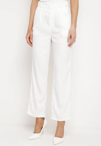 Białe Szerokie Klasyczne Spodnie Cygaretki  Ulea