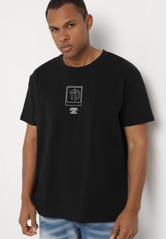 Czarna Koszulka Bawełniana z Krótkim Rękawem i Nadrukiem Nobalia