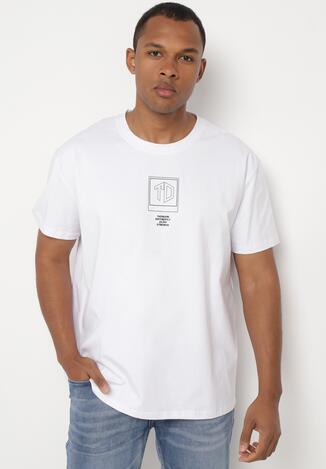 Biała Koszulka Bawełniana z Krótkim Rękawem i Nadrukiem Nobalia