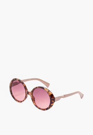 Beżowo-Różowe Okulary Przeciwsłoneczne z Okrągłymi Oprawkami i Filtrem UV Ulvalea