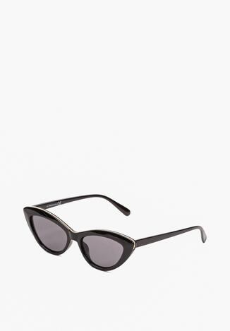 Czarne Okulary Przeciwsłoneczne z Filtrem UV i Oprawkami Typu Kocie Oko Pirnalea