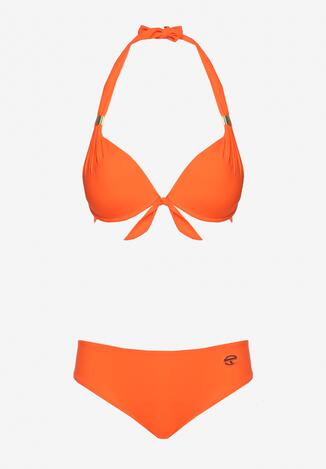 Pomarańczowe Bikini Dwuczęściowe Stanik Wiązany na Szyi Majtki Typu Figi Uvadia