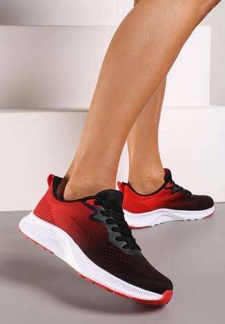 Czarno-Czerwone Buty Sportowe Sneakersy ze Sznurowaniem Vikirilla