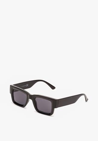 Czarne Prostokątne Okulary Przeciwsłoneczne z Filtrem UV Elledenira