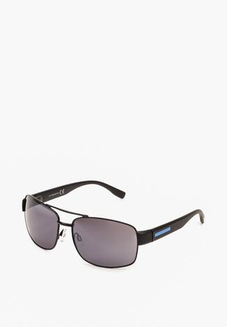 Czarno-Niebieskie Okulary Przeciwsłoneczne Pilotki z Opalizującymi Szkłami Tinarenes