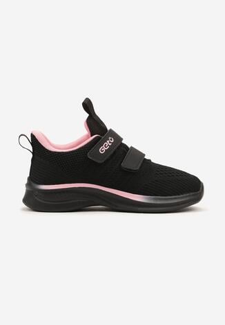 Czarno-Różowe Klasyczne Buty Sportowe Zapinane na Rzepy Trigla