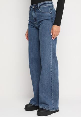 Niebieskie Jeansy z Bawełny Dzwony z Wysokim Stanem Evitas