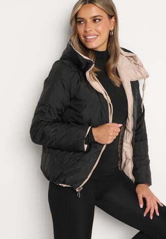 Jasnobeżowa Dwustronna Kurtka Pikowana Ozdobiona Sznurkami Mivvena