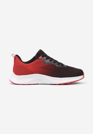 Czarno-Czerwone Buty Sportowe Sneakersy Sznurowane z Efektem Ombre Cidia