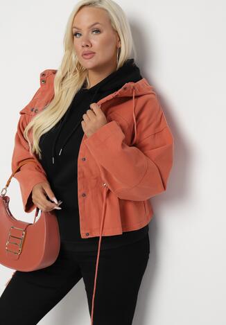 Pomarańczowa Bawełniana Kurtka o Pudełkowym Fasonie z Jeansu Naoniae