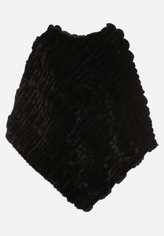 Czarne Ponczo Ozdobione Tłoczeniem Dairis