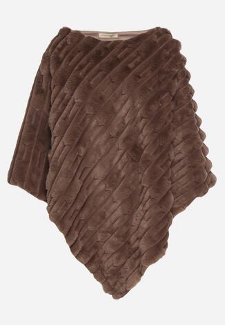 Ciemnobeżowe Ponczo Ozdobione Tłoczeniem Dairis