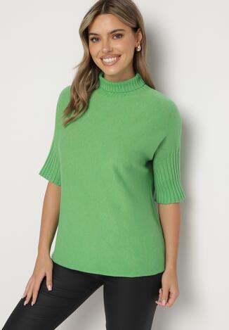 Zielona Bluzka z Golfem i Ozdobnymi Guziczkami Ciarosea