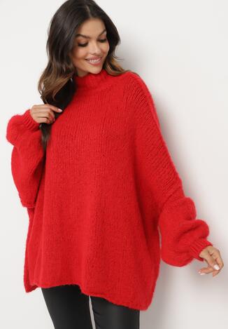 Czerwony Golf z Wełną o Kroju Oversize Avalentirae