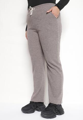 Jasnoszare Spodnie ze Ściągaczem w Pasie Inatriaes